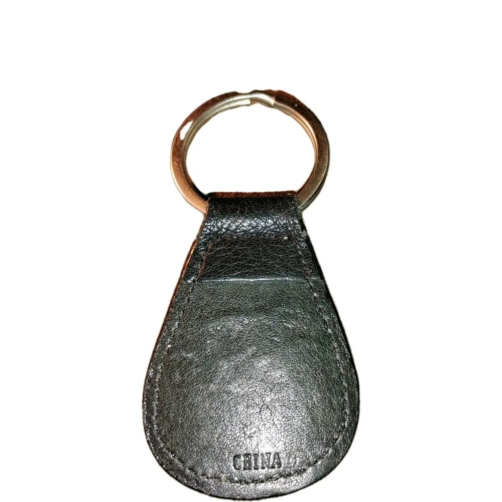 FOSSIL Keyring‎ Black Leather Authentic Keychain GUC